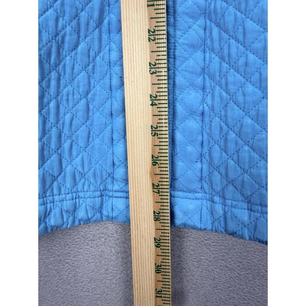 Quacker Factory Jacket Women's Sz XL Blue Silk Quilted Rhinestones‎ Coat Pockets